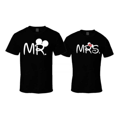 Tee-Shirt Couple Mr Mrs noir