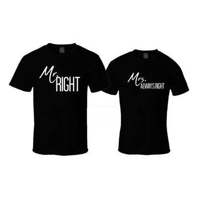 T-Shirt Mrs Always Right Mr Right Noir