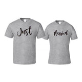Tee-Shirt Couple Just Married Gris