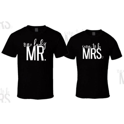 Tee Shirt Couple Mr Lucky Noir - MatchingMood