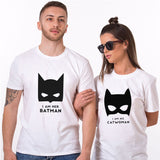 T Shirt Couple Batman Catwoman Blanc - MatchingMood.
