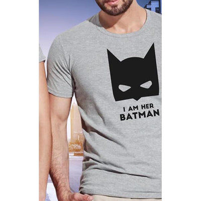 T Shirt Couple Batman Gris - MatchingMood