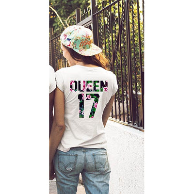 T Shirt Couple King et Queen Roses Modele 1 Queen