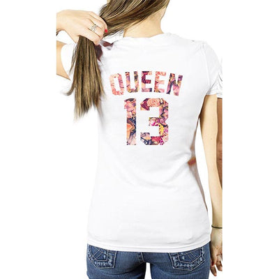 T Shirt Couple King et Queen Roses Modele 2 QUEEN