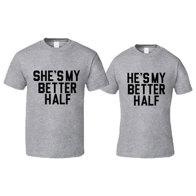 Tee-Shirt Couple Better Half Gris - MatchingMood