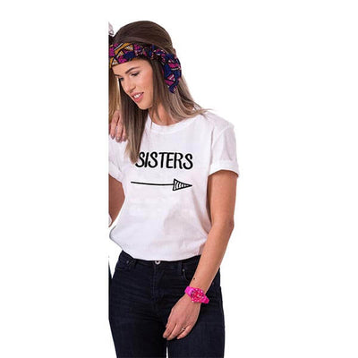 T Shirt Fille Meilleure Amie Sisters blanc