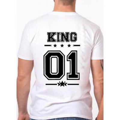 T Shirt King Queen Couple - King 01 Blanc