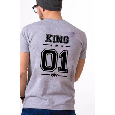 T Shirt King Queen Couple - King 01 Gris