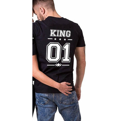 T Shirt King Queen Couple - King 01 Noir