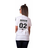 T Shirt King Queen Couple - Queen 02 Blanc