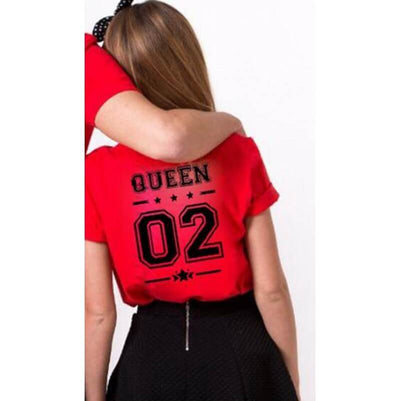 T Shirt King Queen Couple - Queen 02 Rouge