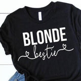 T Shirt Meilleure Amie Blonde Bestie Noir