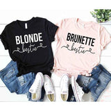 T Shirt Meilleure Amie Blonde Brunette Bestie - MatchingMood