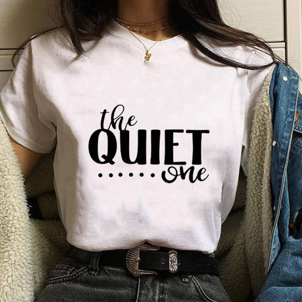 T Shirt Meilleure Amie Quiet Loud Blanc - MatchingMood