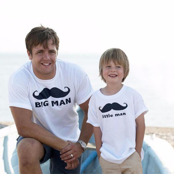 T Shirt Moustache Big Man Little Man pour Pere Fils