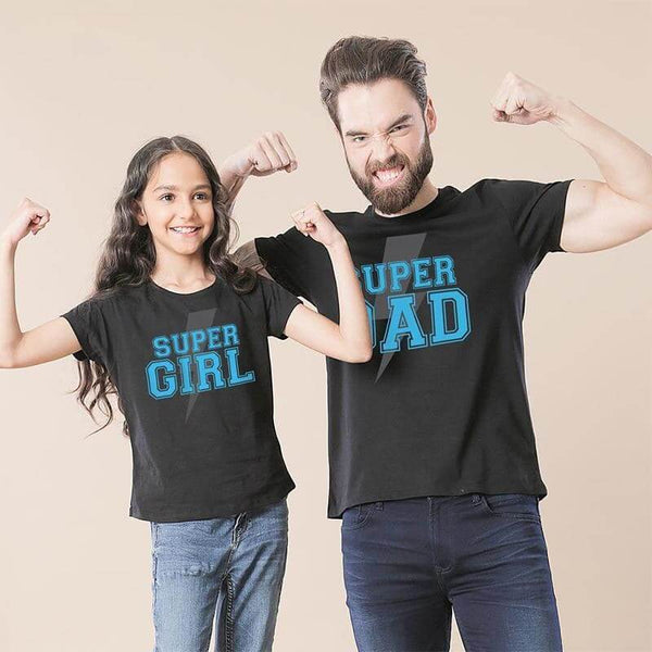 T Shirt Pere Fille Super Girl Super Dad