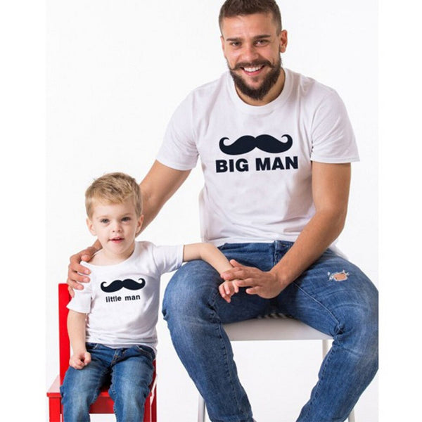 T Shirt Pere Fils Moustache Big Man Little Man