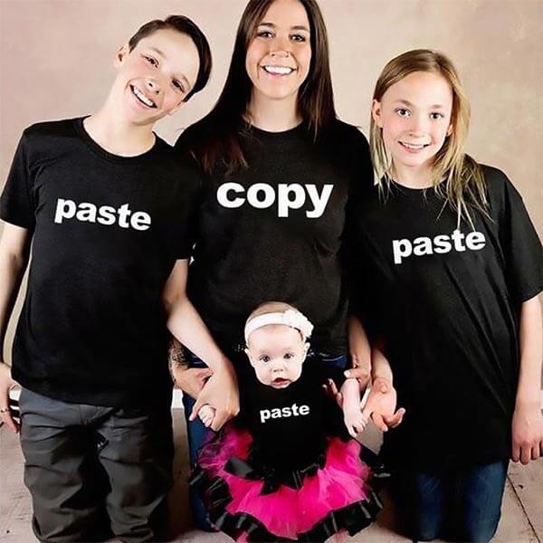Tee Shirt Famille Copy Paste Copier Coller