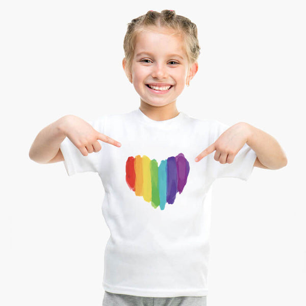 Tee Shirt Fille Coeur de Toutes les Couleurs