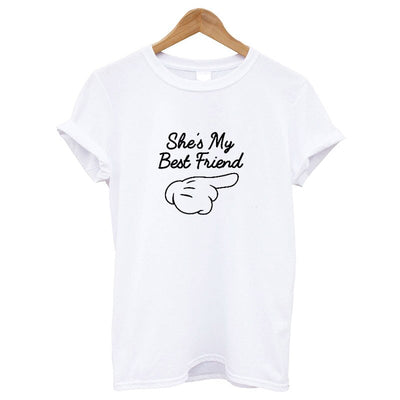 Tee Shirt Meilleure Amie She's My Best Friend Blanc - MatchingMood