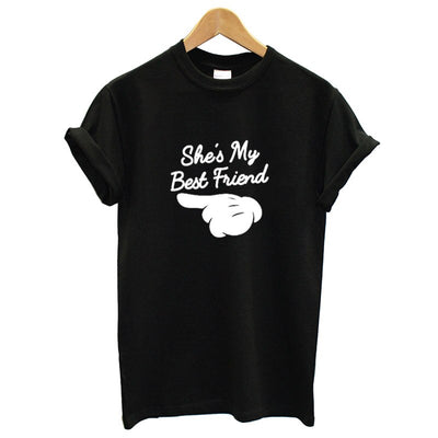 Tee Shirt Meilleure Amie She's My Best Friend Noir - MatchingMood