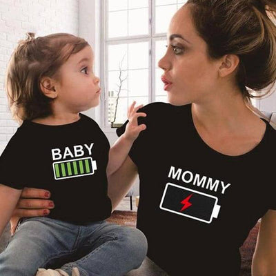 T Shirt Famille Batterie Mere Fille