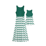 Robe Mere Fille Sans Manche Vert