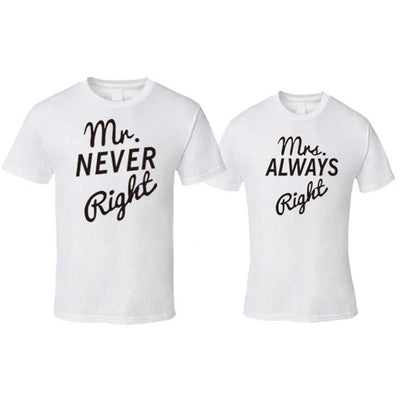 Couple T-Shirt Mr Right Mrs Always Right Duo