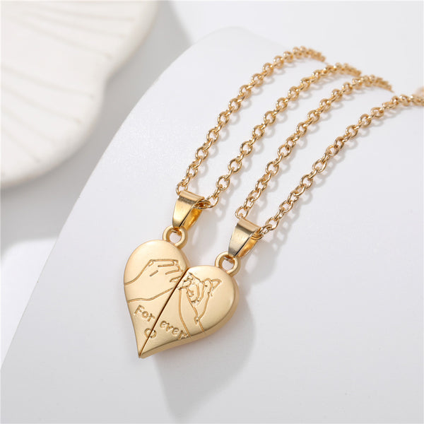 Collier Couple Coeur Mains Réunis 