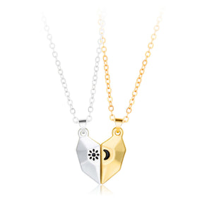 Collier Couple Coeur Soleil et Lune