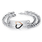 Bracelet Couple Acier Coeur