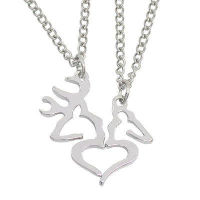 Collier Couple de Cerfs Coeur