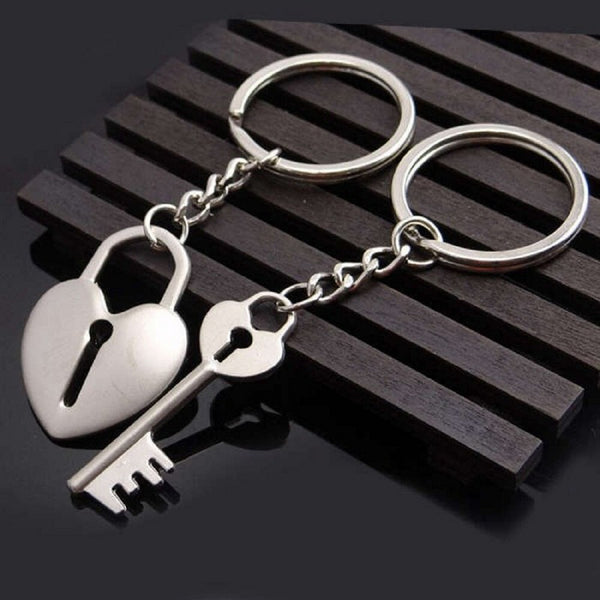 Clé et Cadenas Coeur Porte Clef pour Couple