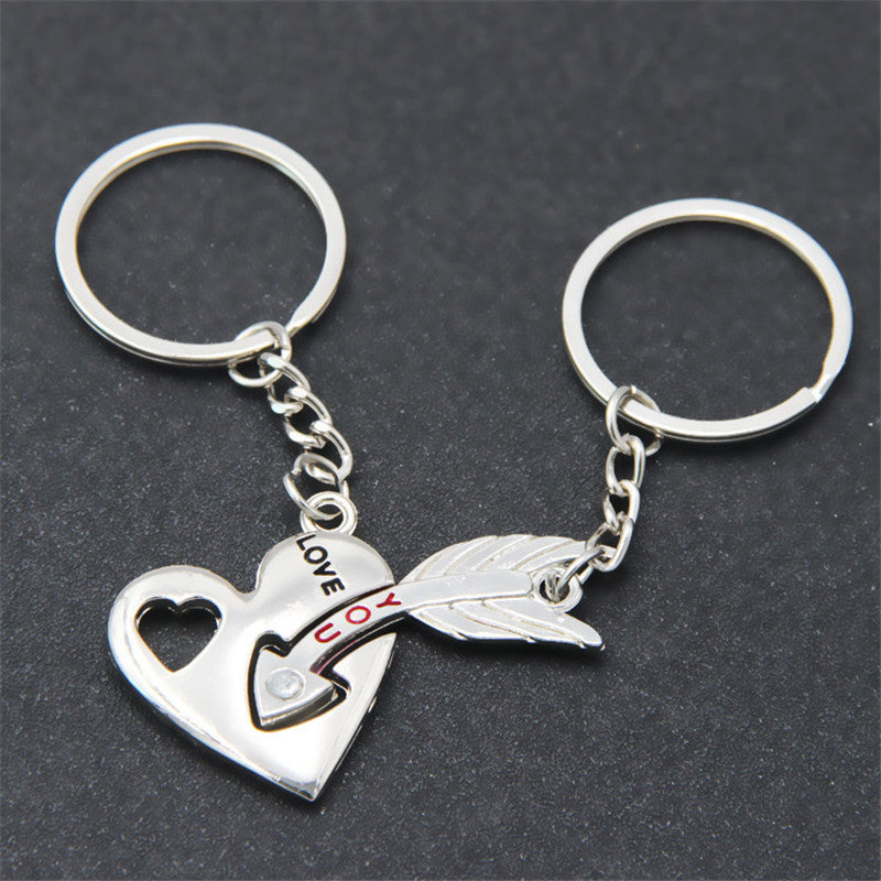 Porte Clé Couple Fleche et Coeur
