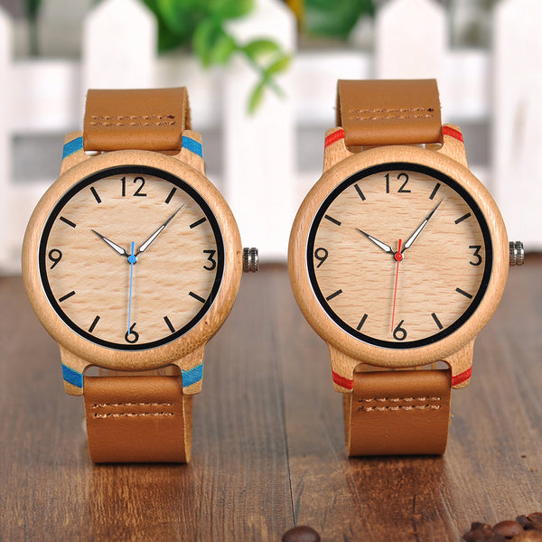 Montre Couple Cadre en Bois